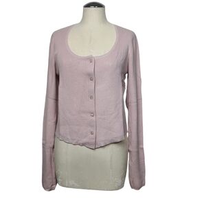 NWT Billie The Label Sheryl Light Rose Sweater Button Down Cardigan L